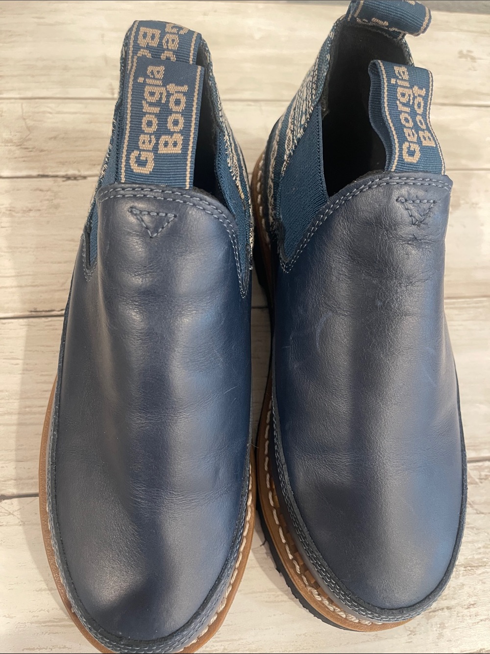Georgia Boot Navy Blue Slip-On Leather Work Loafers